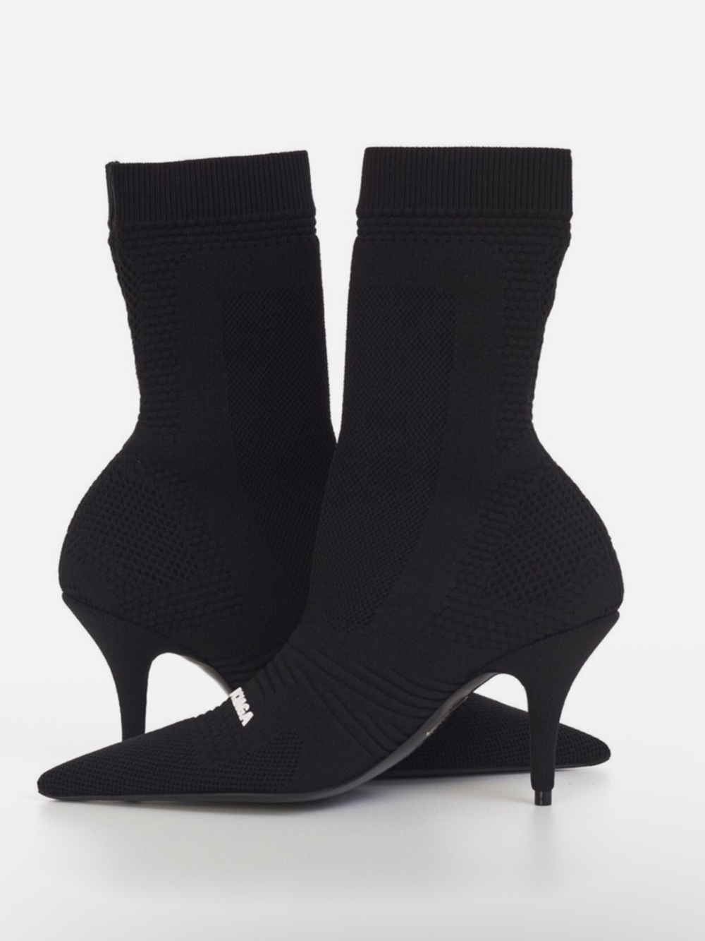 Balenciaga Black Knit Sock Stiletto Ankle Boots - Picture 9 of 10